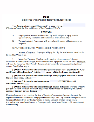 employee debt repayment agreement