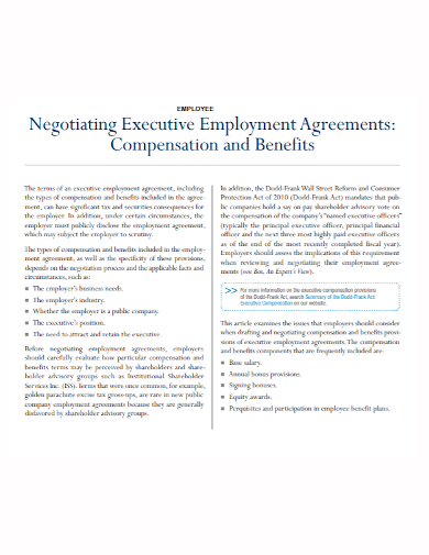 employee executive compensation agreement