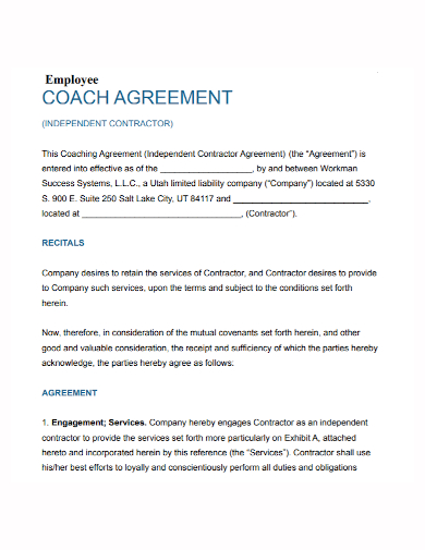 employee independent coaching agreement