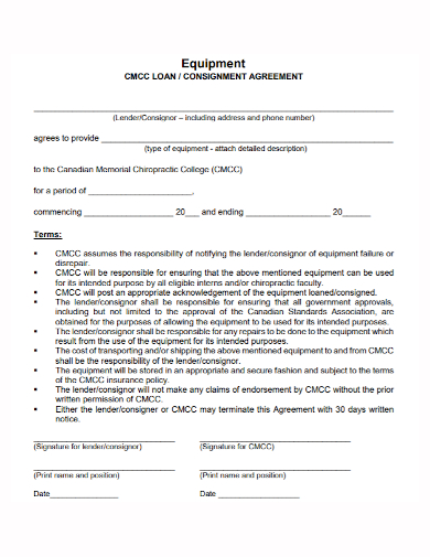 equipment loan consignment agreement