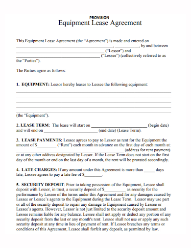 equipment provision lease agreement