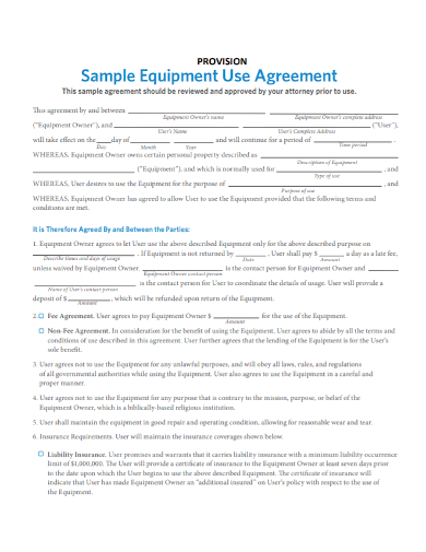 equipment provision use agreement