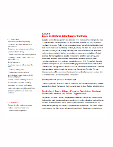 event management supplier contract