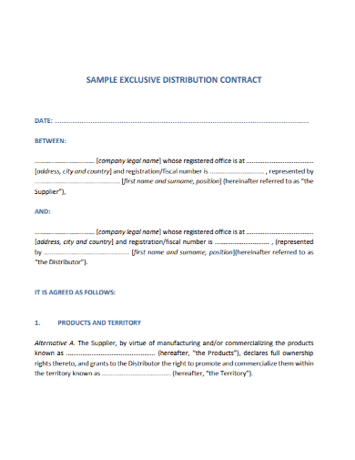 exclusive supplier distribution contract