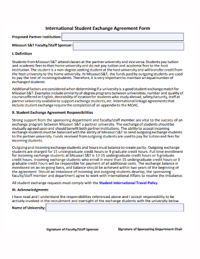 faculty exchange agreement form