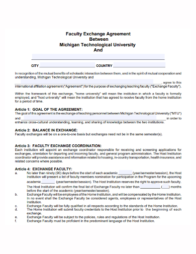 faculty exchange agreement
