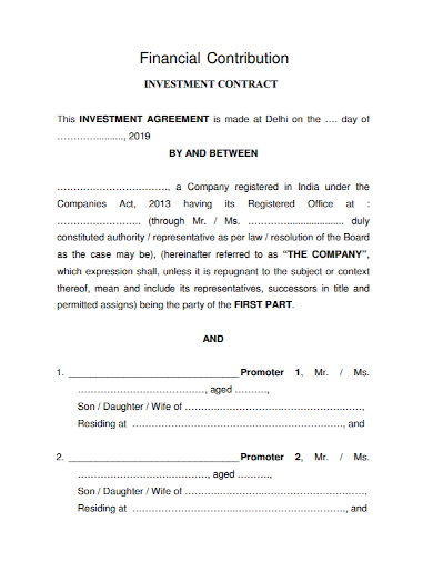 financial contribution investment contract