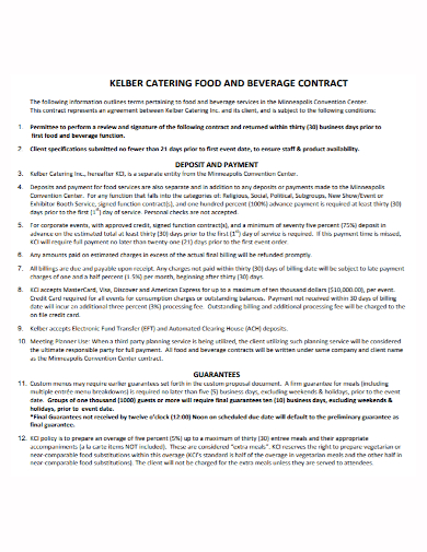 food beverage catering contract