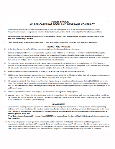 food truck catering beverage contract