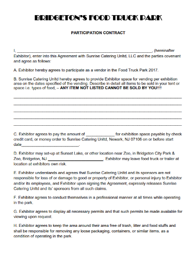 food truck catering participation contract