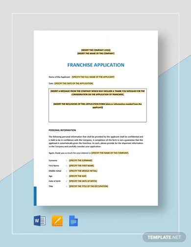 franchise application template