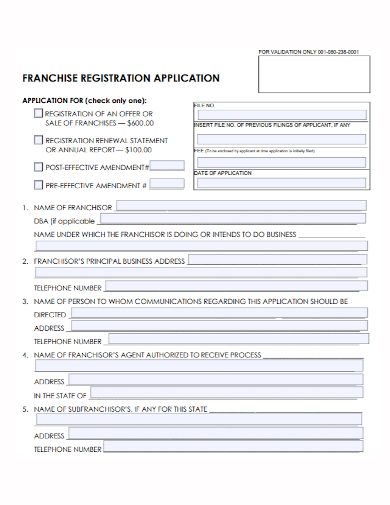 franchise registration application