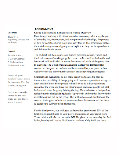 group collaboration assignment contract