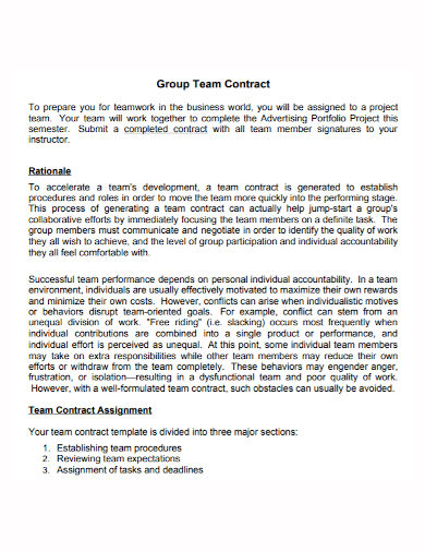 group team assignment contract