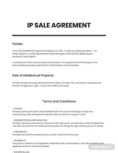 ip sale agreement template