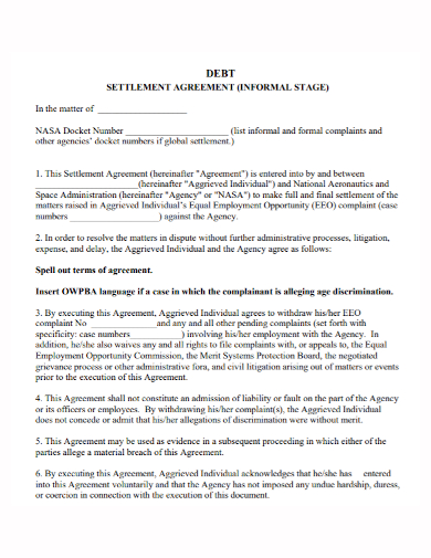 informal debt settlement agreement
