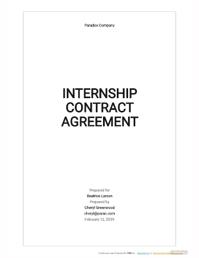 internship contract agreement template