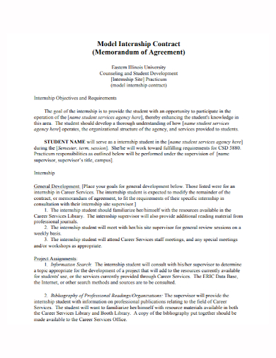internship contract memorandum agreement