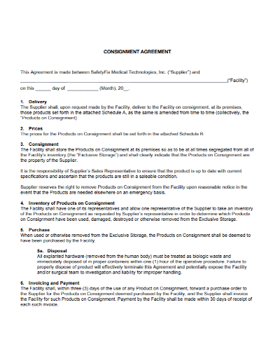inventory product consignment agreement
