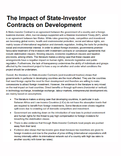 investor development contract