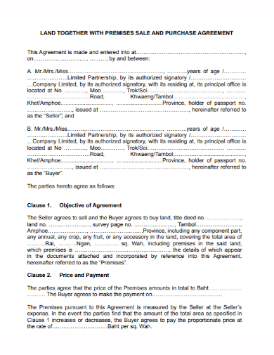 land premises purchase and sale agreement
