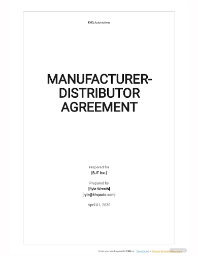 manufacturer distributor agreement template