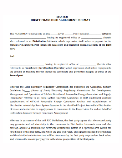 master franchise agreement format