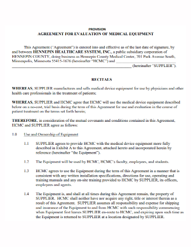 medical equipment provision agreement