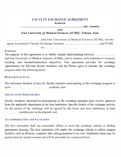medical faculty exchange agreement