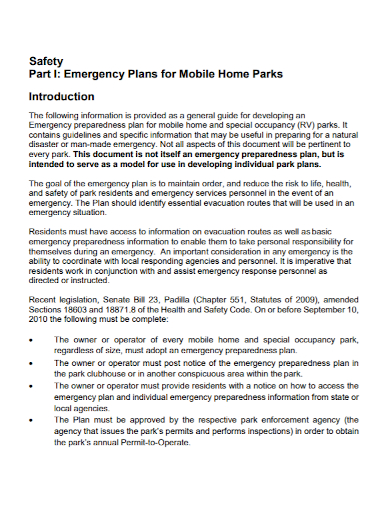 mobile home safety emergency plan