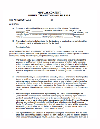 mutual termination consent agreement