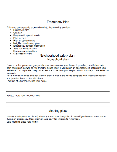 neighborhood home safety emergency plan