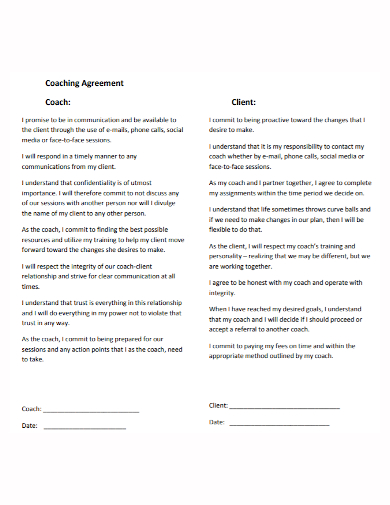 new client coaching agreement
