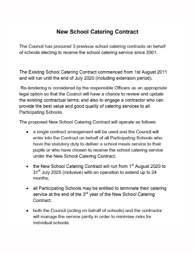 new school catering contract