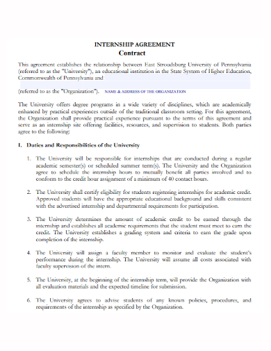 organization internship contract agreement