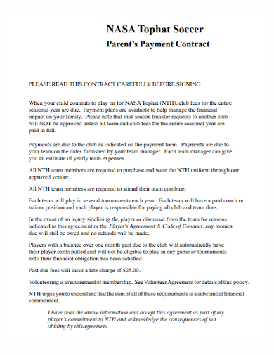 parent payment contract