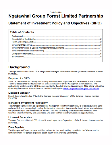 partnership investment distribution statement