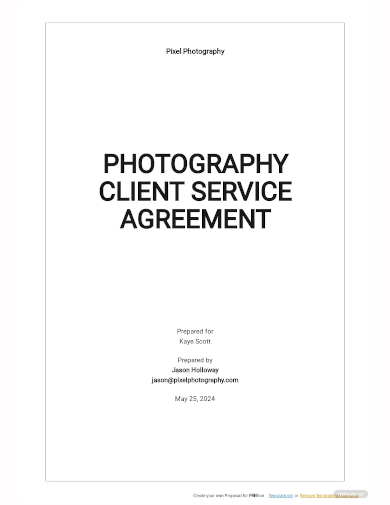 photography client service agreement template