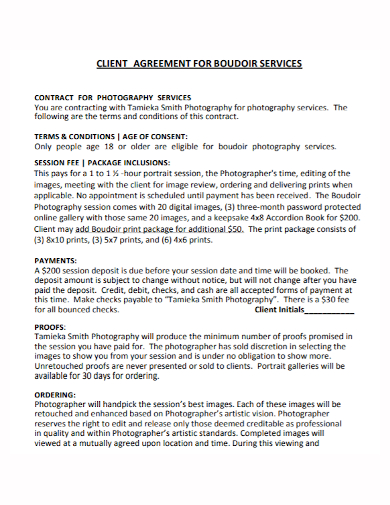 photography client service agreement