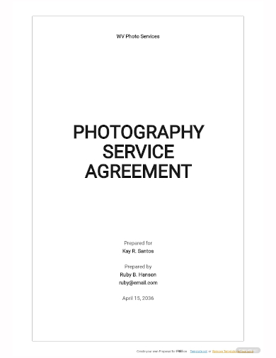 photography service agreement template