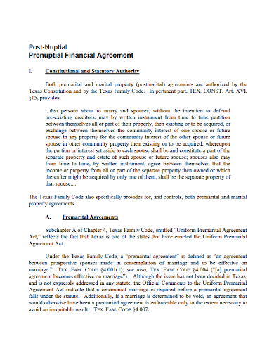 postnuptial financial agreement