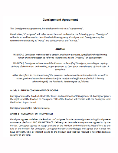 product consignment agreement