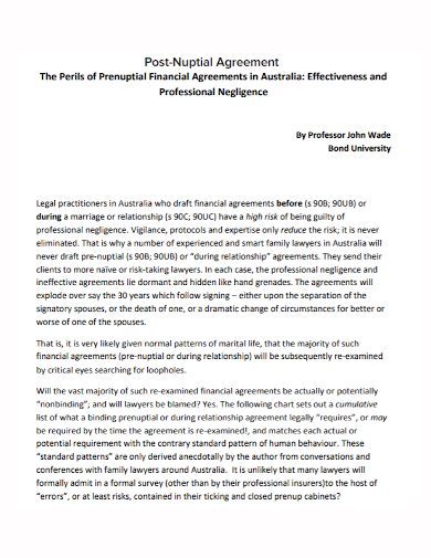 professional postnuptial financial agreement