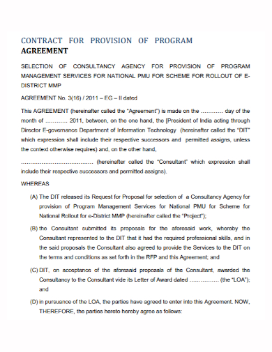 provision program agreement