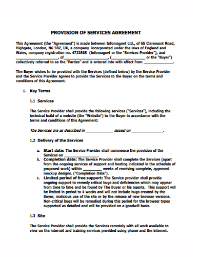 provision of services agreement