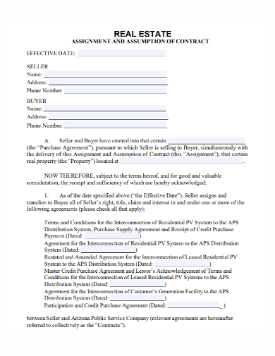 real estate assumption assignment contract