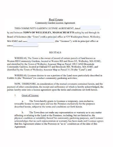 real estate community license agreement
