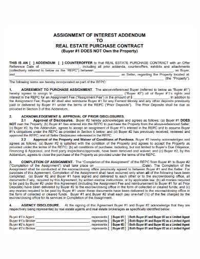 real estate property assignment contract