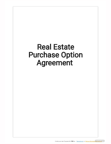 real estate purchase option agreement template