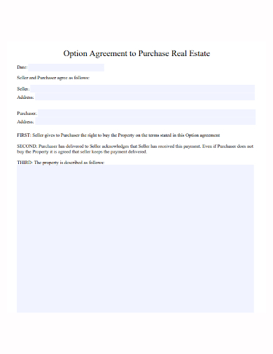 real estate purchase option agreement